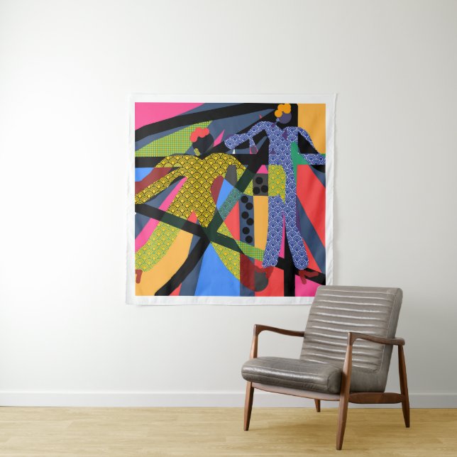 TAPIZ MUJERES ELGANTES EN AMARILLO Y AZUL (In situ)