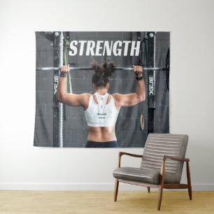 Tapiz Mujeres Fuerza Fitness Motivación Entrenamiento Mu
