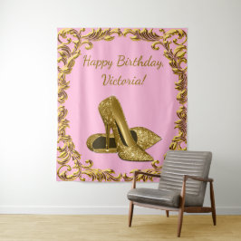 Tapiz Mujeres Oro Rosa Alto Talón Cumpleaños L Fondo