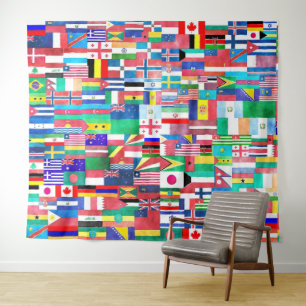 Tapiz Mundo De Banderas