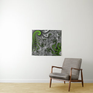 Tapiz Mundo de fantasía verde y gris arte abstracto frac