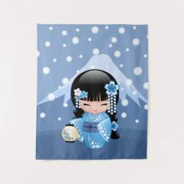 Tapiz Muñeca Kokeshi de Invierno - Geisha Niña de Montañ