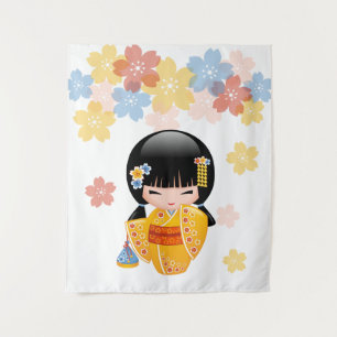 Tapiz Muñeca Kokeshi de Verano - Geisha con Kimono Amari