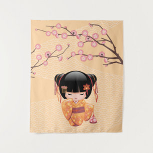 Tapiz Muñeca Kokeshi Ume - Geisha Japonesa de la Ciruela
