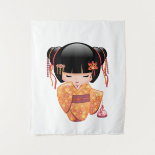 Tapiz Muñeca Kokeshi Ume - Geisha Japonesa de la Ciruela