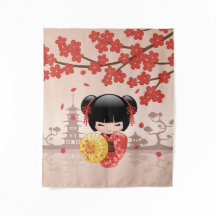 Muñeca Sakura Kokeshi roja - Geisha japonesa banal