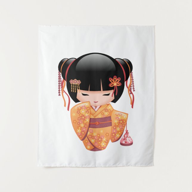 Tapiz Muñeca Ume Kokeshi - Chica Geisha de la enseñanza  (Anverso)