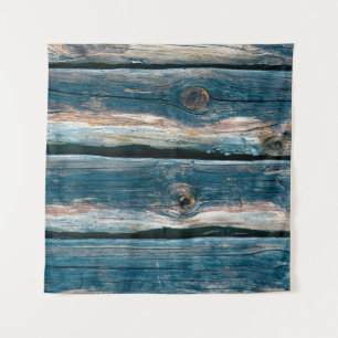 Tapiz Muro de la casa de troncos de tonos azules. Antece