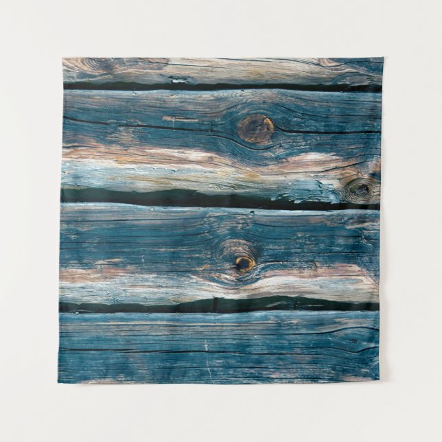 Tapiz Muro de la casa de troncos de tonos azules. Antece (Anverso)