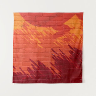Tapiz Muro de ladrillo rojo y naranja