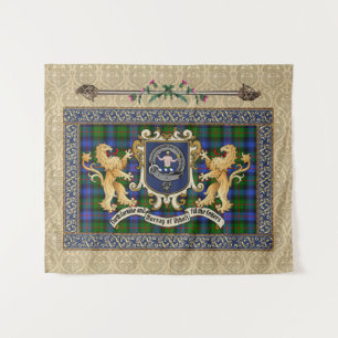 Tapiz Murray of Atholl Clan Badge & Tartán w/Lions 