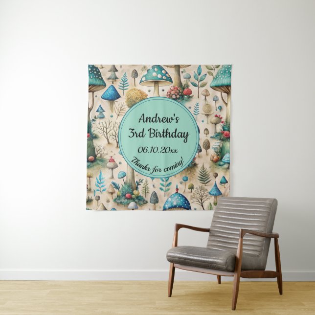 Tapiz Mushrooms Fairyland Birthday Party Backups (In situ)