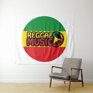 Tapiz Música de reggae, arte de reggae con símbolo de pa