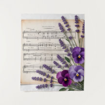 Música vintage y pensamientos de lavanda Floral