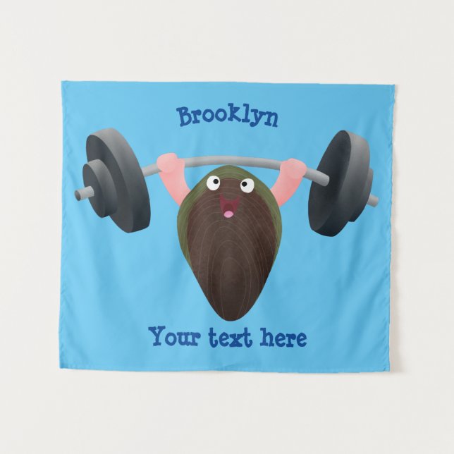 Tapiz Mussel gracioso trabajando en ilustracion personal (Anverso (horizontal))