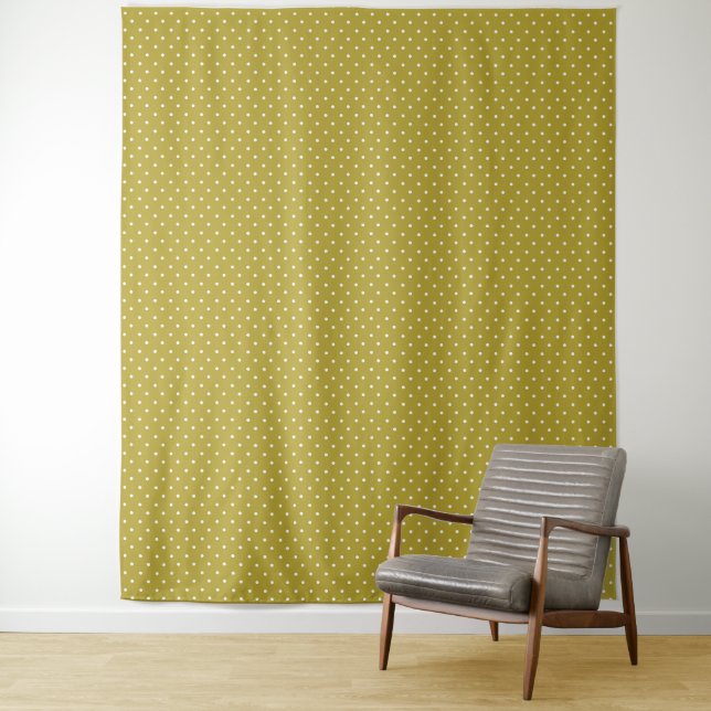 Tapiz  Mustard yellow white polka dots pattern  (In situ)