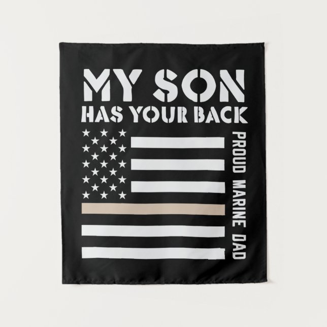 Tapiz My Son Has Your Back Proud Marine Dad Usa Flag (Anverso)