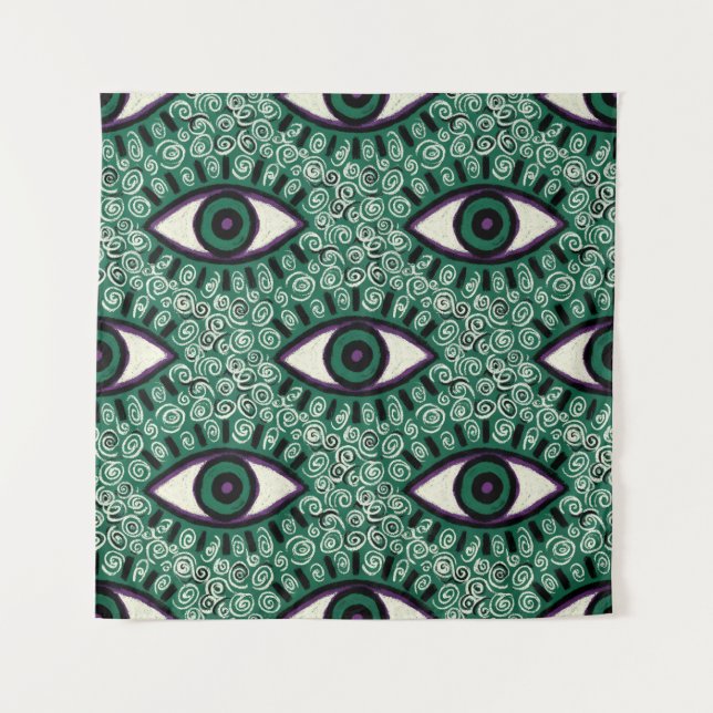 Tapiz "Mystic Emerald Eyes" - Psychedelic Swirl Seamless (Anverso)