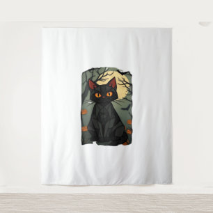 Tapiz Mystical Halloween Black Cat Art - Spookly Feline