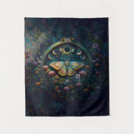 Tapiz Mystical Moth and Moon Phases Portal Art