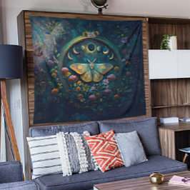 Tapiz Mystical Moth and Moon Phases Portal Art LARGE
