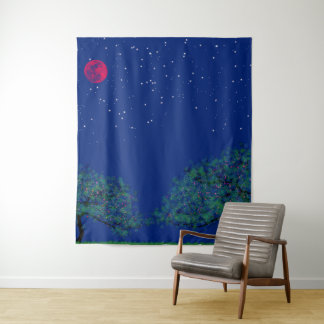 Tapiz Mystical Starry Night Landscape