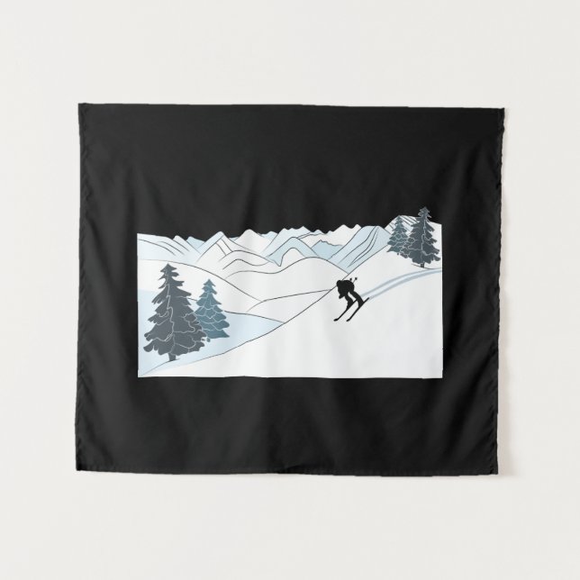 Tapiz Nacido en Ski-Ski Resort Scene Winter Sports (Anverso (horizontal))