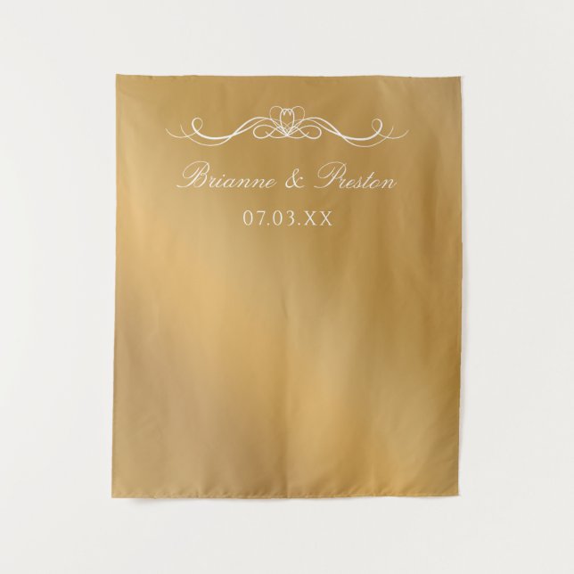 Tapiz Name & Date Elegant Gold Gradient Wedding Backdrop (Anverso)
