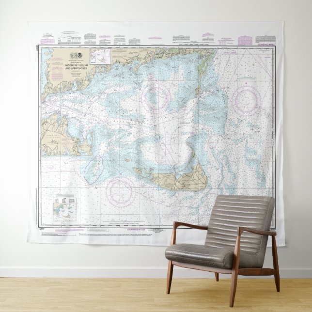 Tapiz Nantucket Sound and Approaches Nautical Chart 1323 (In situ (horizontal))