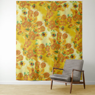 Tapiz Naranja amarillo de arte moderno girasoles pintura
