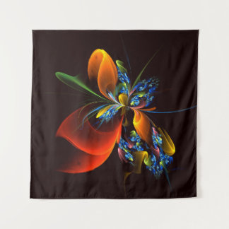 Tapiz Naranja azul Floral Moderno Resumen Patrón de arte