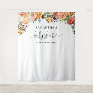 Tapiz naranja boho ruidoso burgundy caer fondo floral