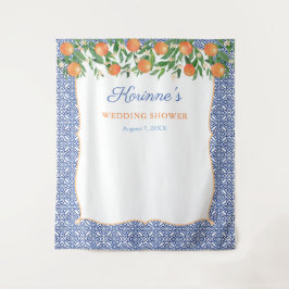 Tapiz Naranja Cobalt Blue Wedding Shower Foto de fondo