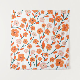 Tapiz Naranja floral Pastel blanco sin soldadura
