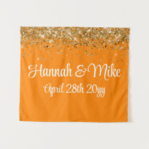 Tapiz Naranja personalizado Boda de oro - Booth fotográf
