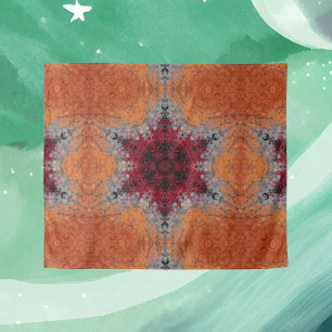 Tapiz Naranja rojo Mandala digital y azul