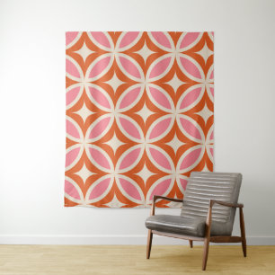 Tapiz Naranja rosa de patrón geométrico moderno de media