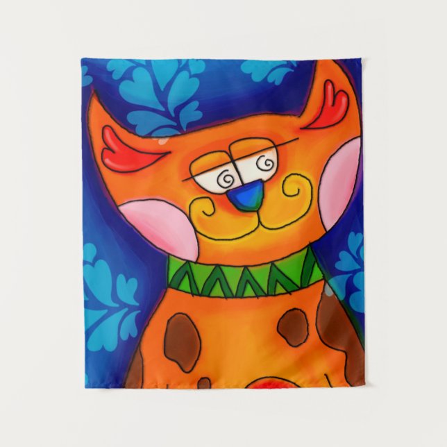 Tapiz Naranja sonriente Tabby Cat (Anverso)
