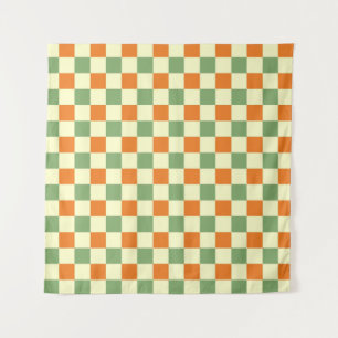 Tapiz Naranja Verde Brown Checkered Gingham Pattern