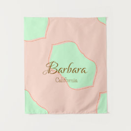Tapiz Naranja verde pastel boho añadir nombre lugar rúst