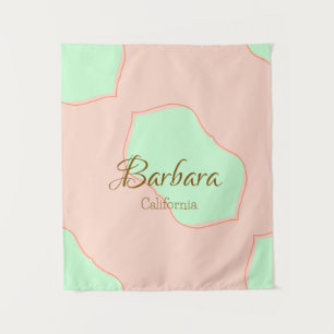 Tapiz Naranja verde pastel boho añadir nombre lugar rúst