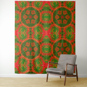 Tapiz naranja y calidoscopio verde