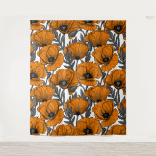 Tapiz Naranjas de cachorros en blanco