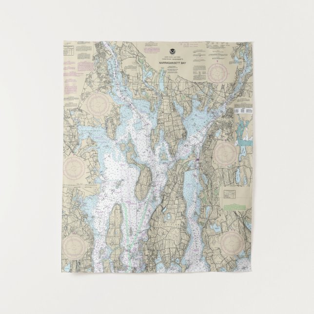 Tapiz Narragansett Bay Nautical Chart 13221 (Anverso)