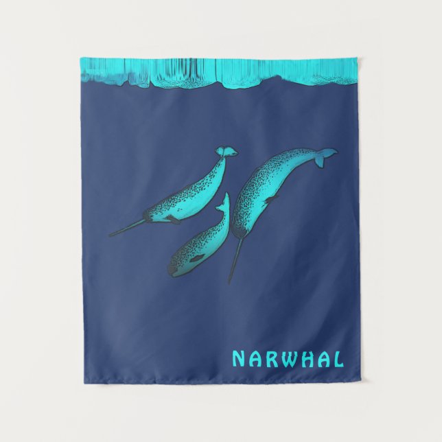 Tapiz Narwhal Bajo El Hielo (Anverso)