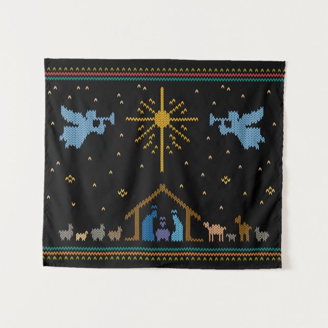 Tapiz Natividad de punto Navidades feos suéter cristiano (Anverso (horizontal))