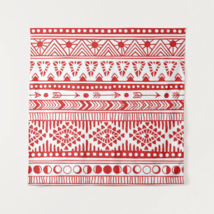 Tapiz Nativo Americano: Doodle de tinta roja.