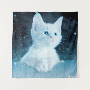Tapiz Naturaleza animal del arte de la nieve del gato