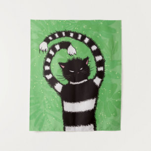 Tapiz Naturaleza del gato malvado primavera verde