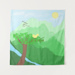 Tapiz Naturaleza pintada con colores acrílicos arte